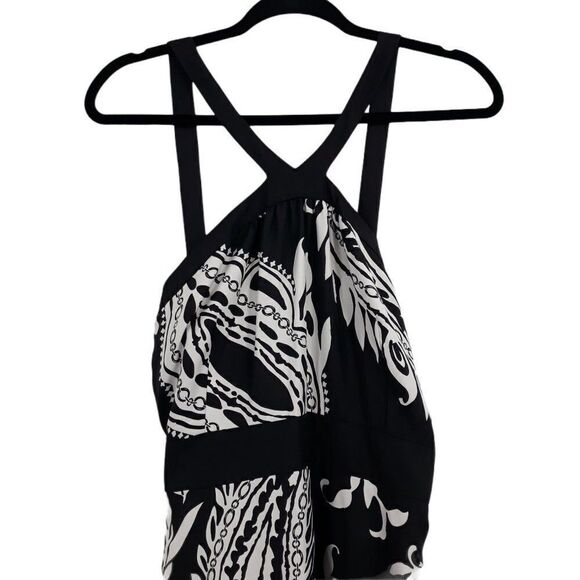 WHBM Strappy Halter Fit & Flare Paisley Print Party Dress Black White Sz M - Picture 5 of 9